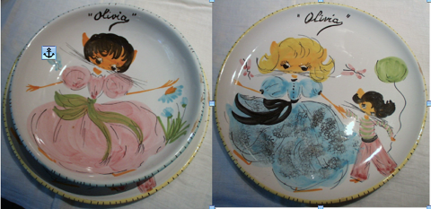 Paire d'assiettes personnalis�es avec le pr�nom Olivia, pein 30 Roquefort-les-Pins (06)