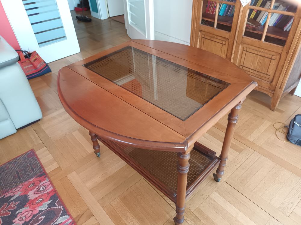 Table desserte merisier massif &agrave; roulettes Meubles
