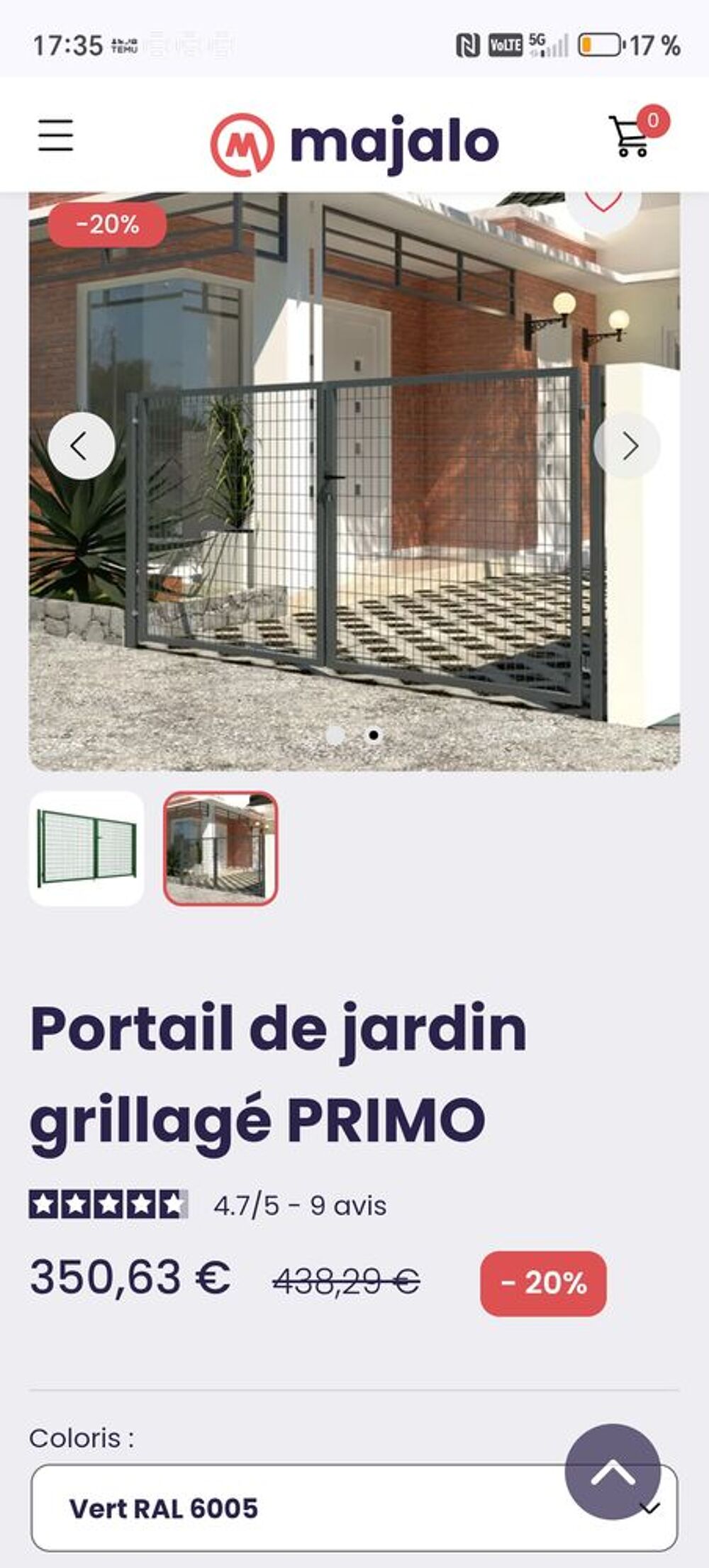portail neuf sous emballage 3m l x 1m50 h Bricolage