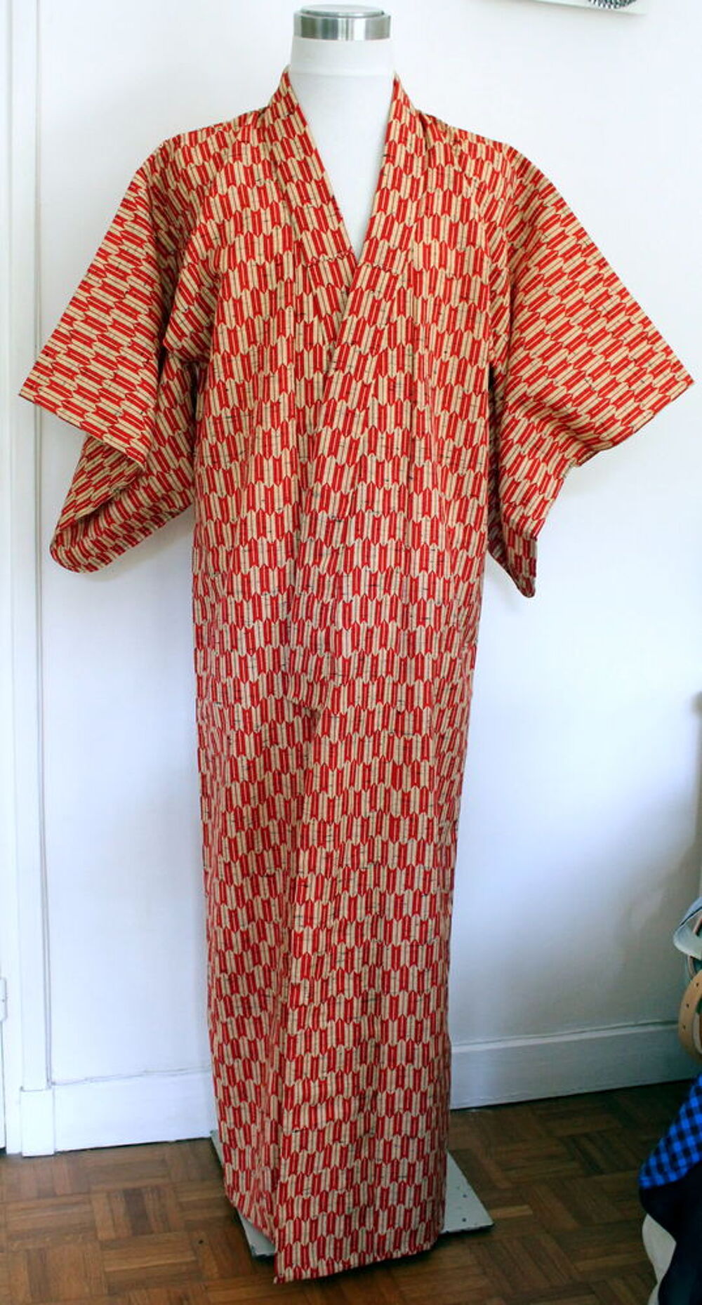 Kimono long ancien cousu main vintage 1960 Vêtements
