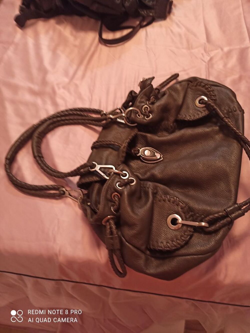 Sac am main ted lapidu cuir marron Maroquinerie