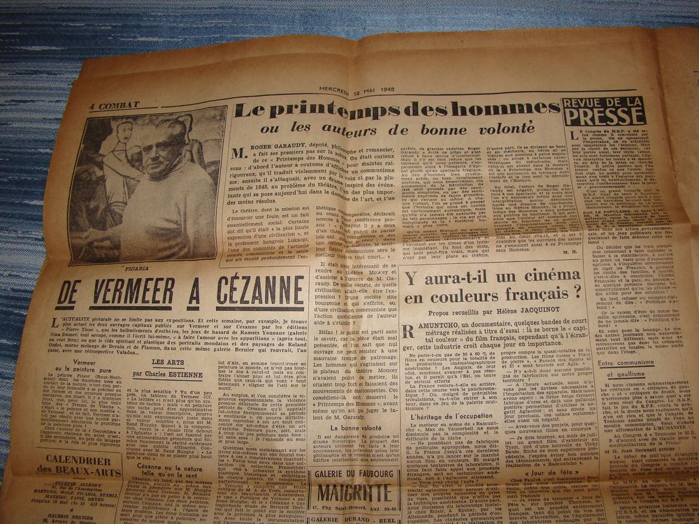 Ancien journal Combat 12 mai 1948
Livres et BD