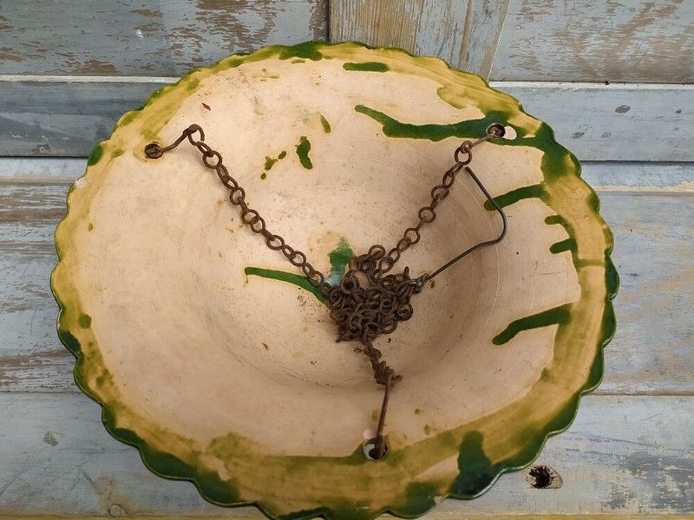 Suspension Terre Cuite Verniss&eacute; D&eacute;cor de Vigne Raisin Décoration
