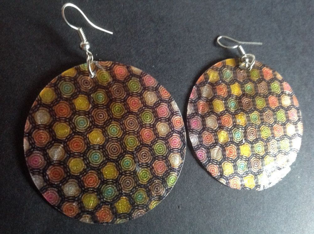 BOUCLES OREILLES FEUILLE NACR&Eacute; impr. CERCLES Envoi Possible
Bijoux et montres