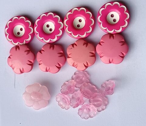 17 Boutons Vintage Forme FLEURS ? Nuances de Roses - LOT N�9 12 Thonon-les-Bains (74)