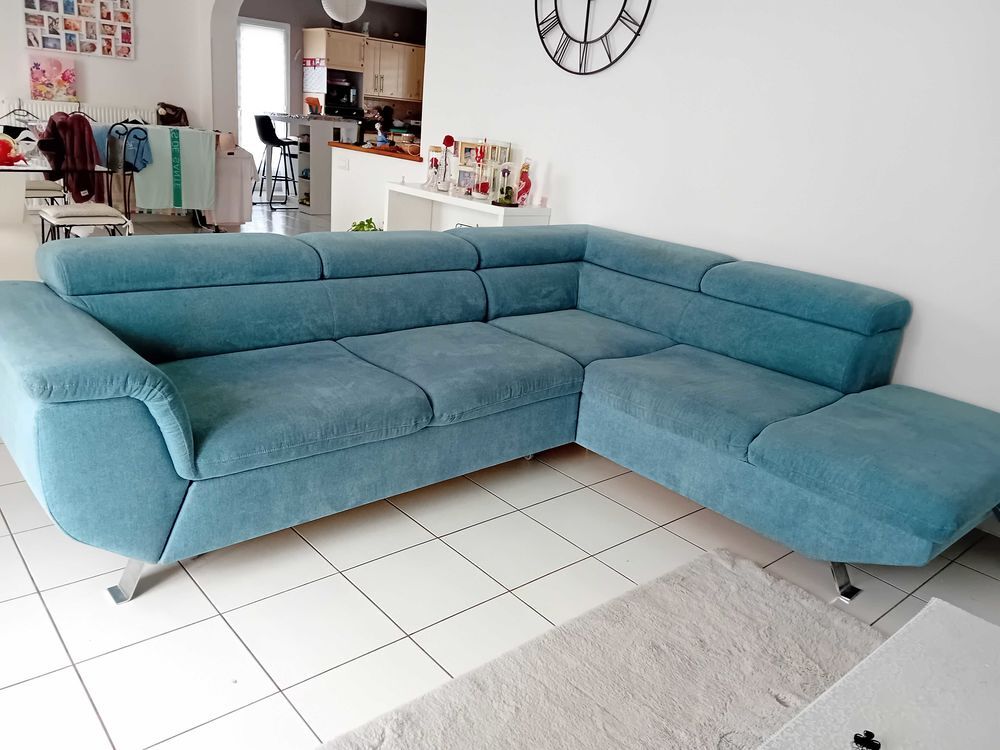 canap&eacute; d angle coloris bleu Meubles