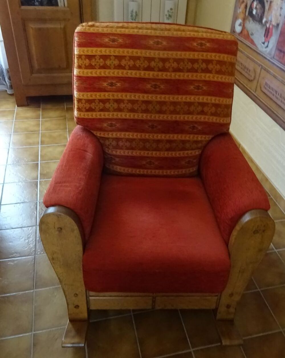 Fauteuil en ch&ecirc;ne massif -Tr&egrave;s confortable- Excellent Meubles