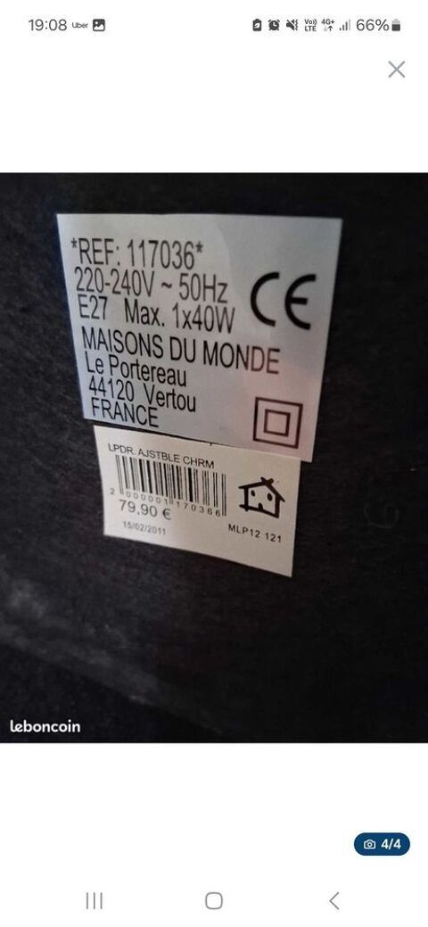 Lampadaire Maison du Monde 95 Melun (77)