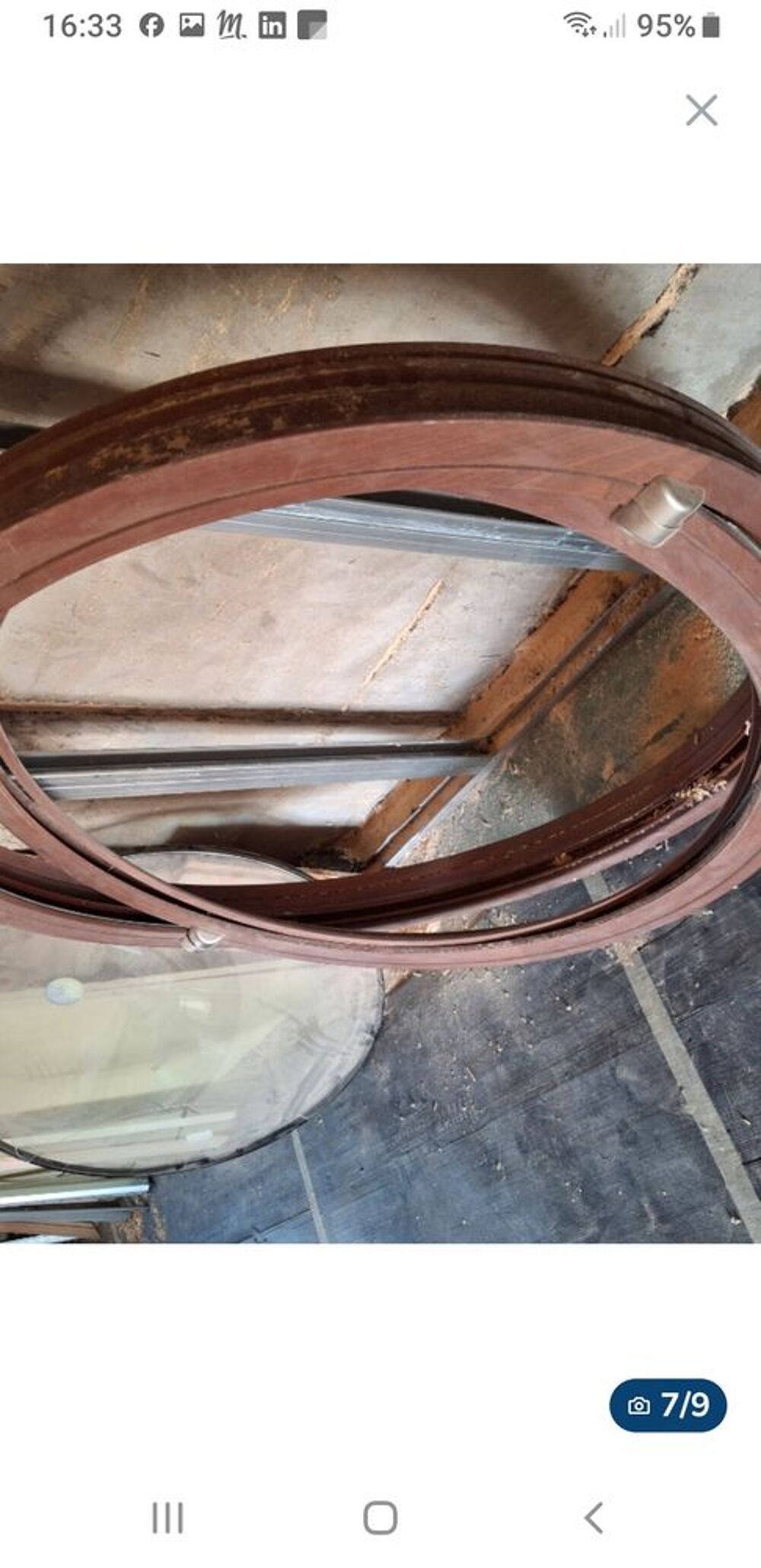Oeil de boeuf ouvrant bois exotique 125 mm HT vitre 105 mm Bricolage