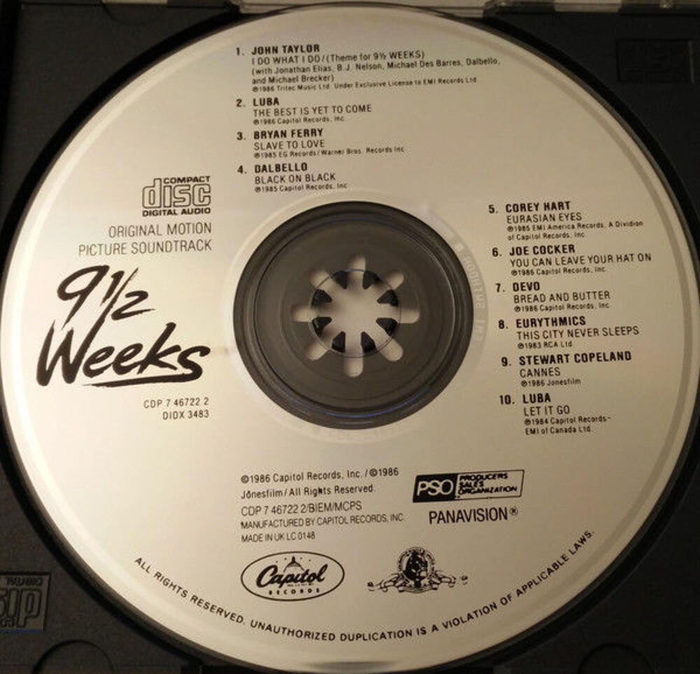 cd 9&frac12; Weeks (etat neuf) CD et vinyles