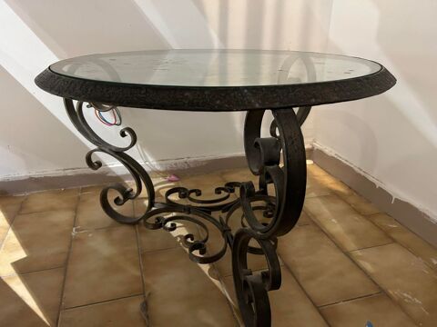 Table basse fer forgé, plateau verre Champigny-sur-Marne (94)