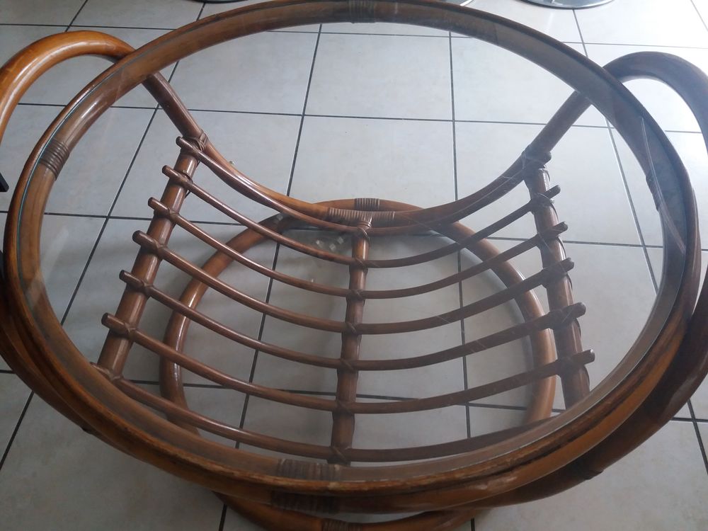 TABLE BASSE DE SALON EN ROTIN SUPER ETAT Meubles