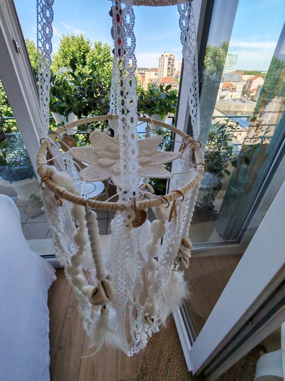 Magnifique attrape r&ecirc;ves blanc style boheme Décoration