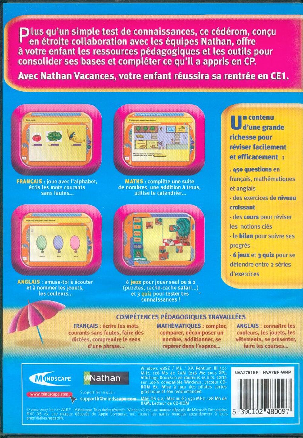Nathan vacances du CP au CE1 ? 6 - 8 ans ? PC/MAC ? &eacute;ducatif Jeux / jouets