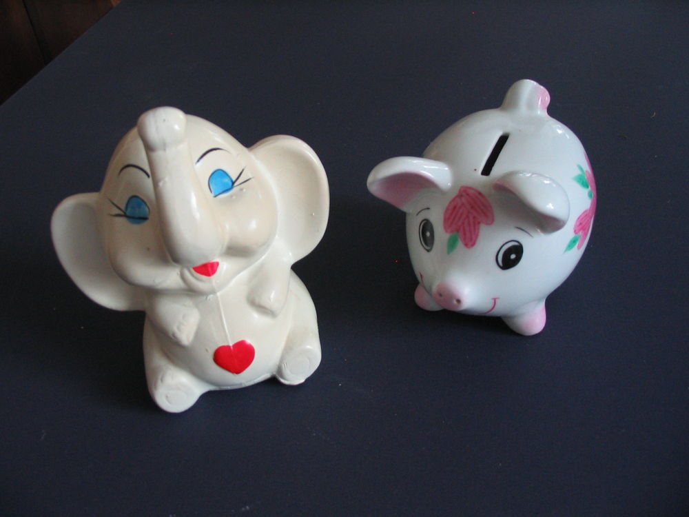  2 Tirelires cochon et &eacute;l&eacute;phant Décoration
