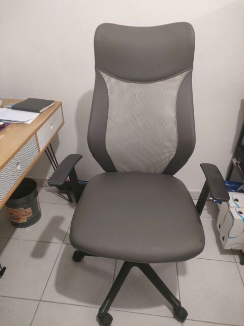 Fauteuil BUREAU gris et noir Baho (66)