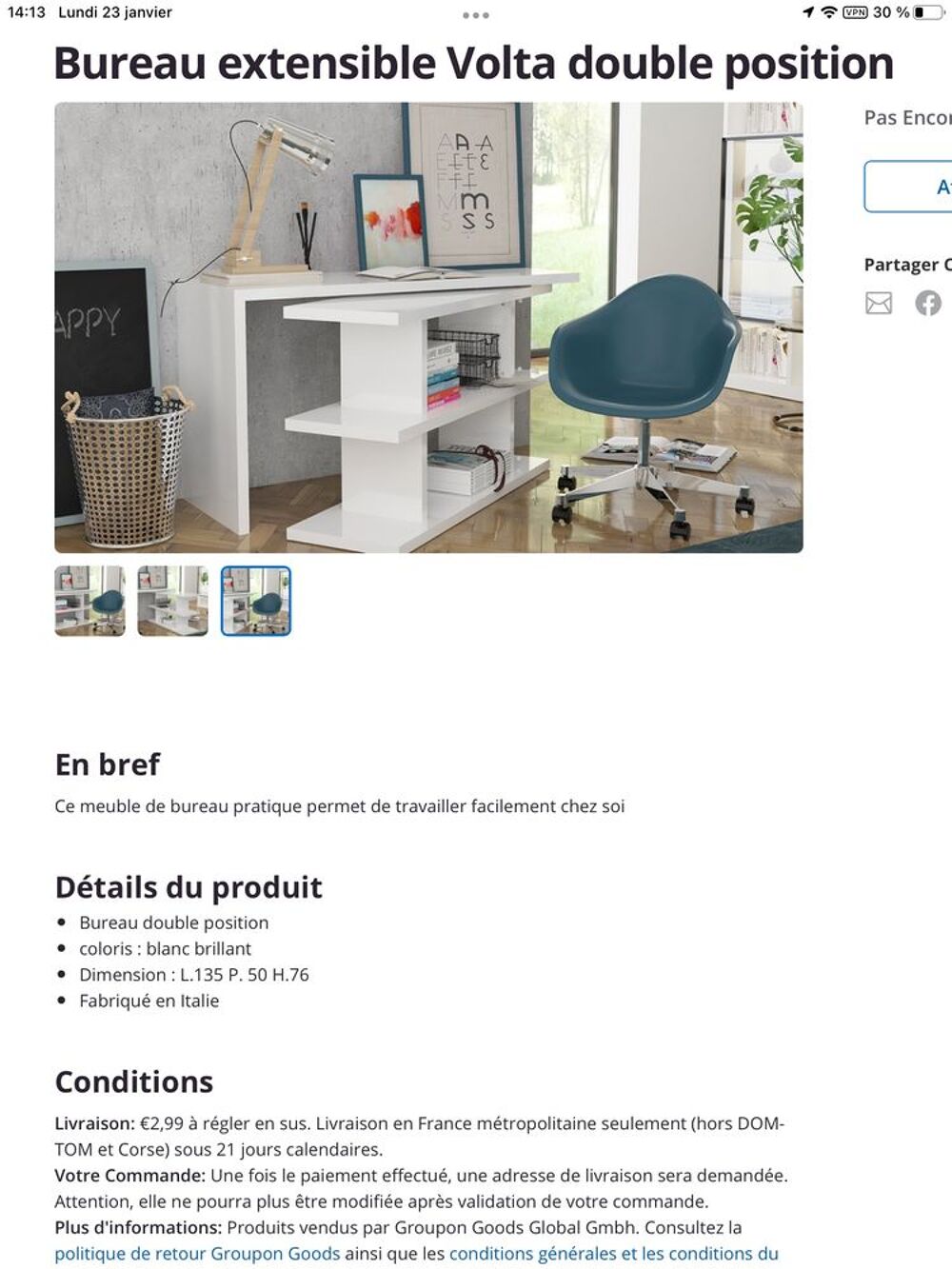 Bureau moderne VOLTA Meubles