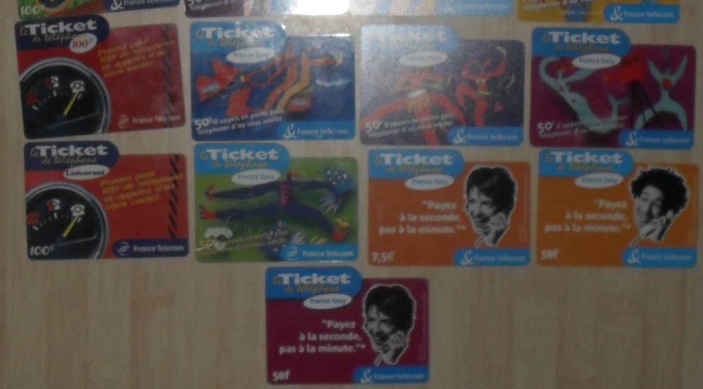 Lot de 21 tickets de t&eacute;l&eacute;phone en tr&egrave;s bon &eacute;tat 