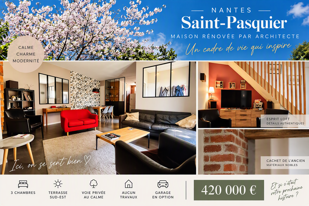 Vente Maison Maison de ville avec terrasse Sud et garage possible Nantes