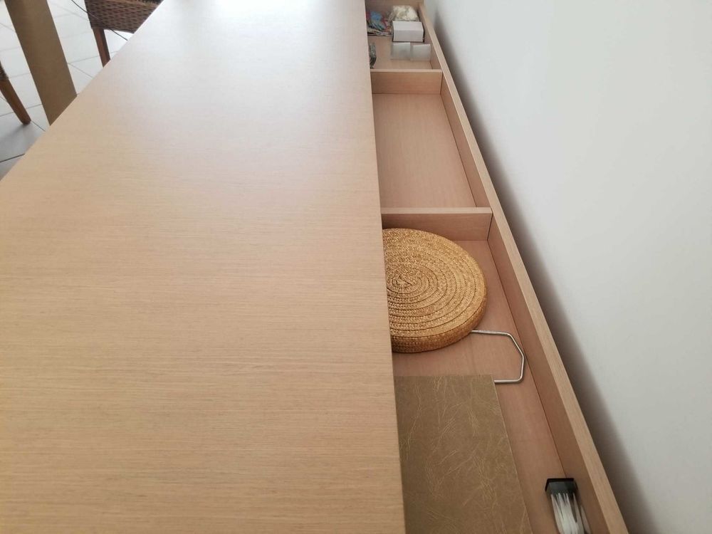 Buffet bas Roche Bobois ch&ecirc;ne teint&eacute; blanchi Meubles