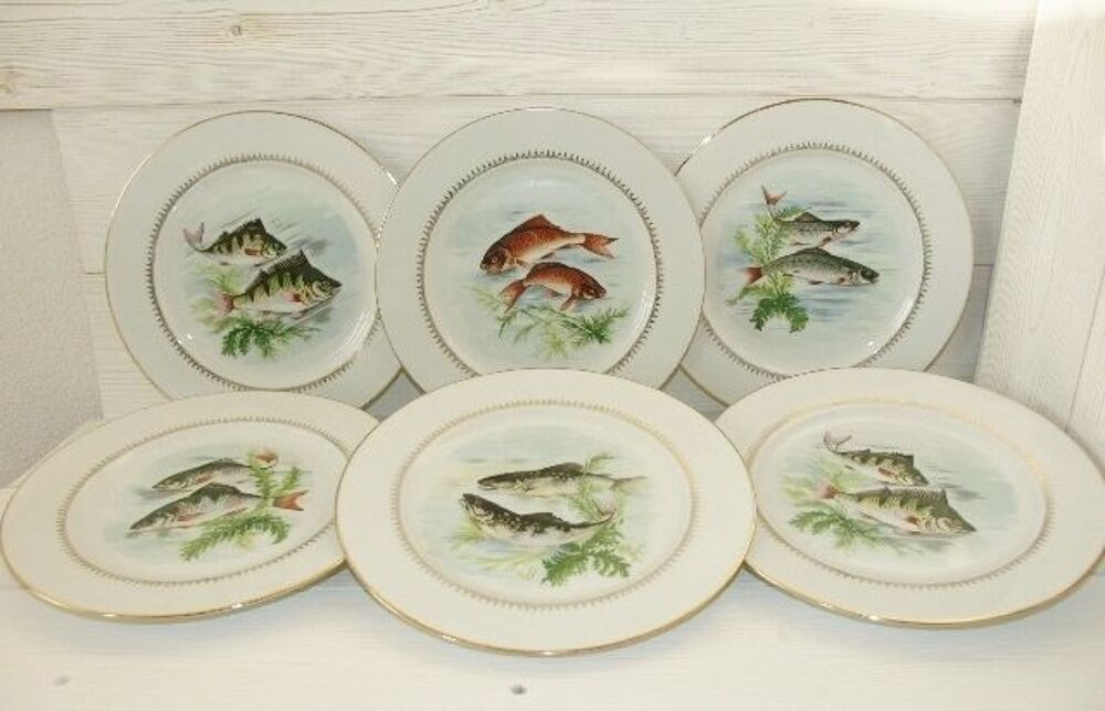 Lot 6 assiettes anciennes porcelaine Sofafils - COMME NEUF Décoration