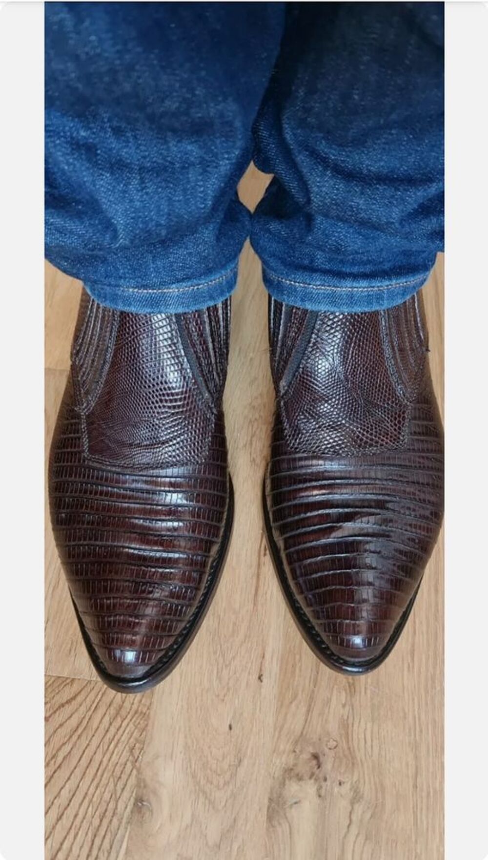 BOOTS BOTTINES HOMME CUIR &amp; SERPENT COULEUR MARRON TAILLE 42 Chaussures