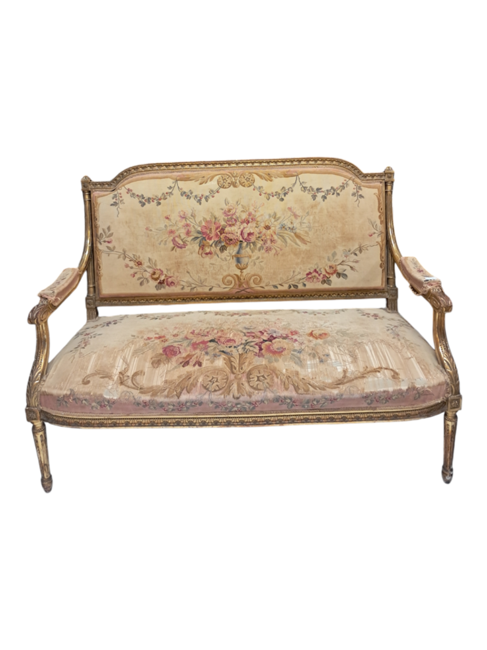 Salon ancien, banquette et fauteuils style Louis XVI Meubles