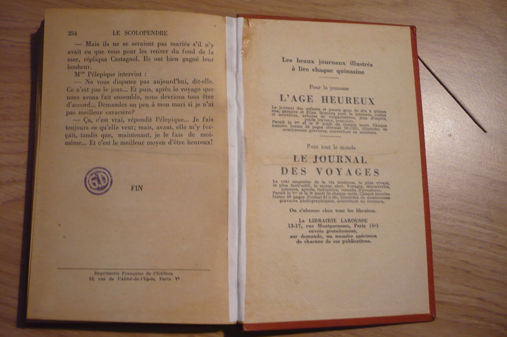 LE SCOLOPENDRE de Henri BERNAY (1927) Livres et BD
