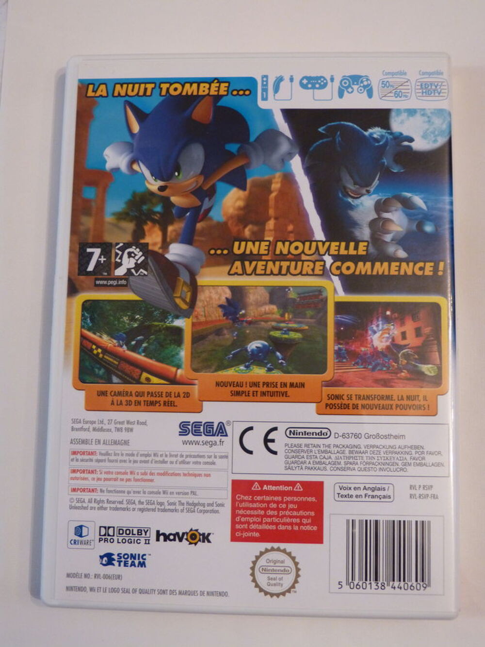JEU WII SONIC UNLEASHED Jeux / jouets