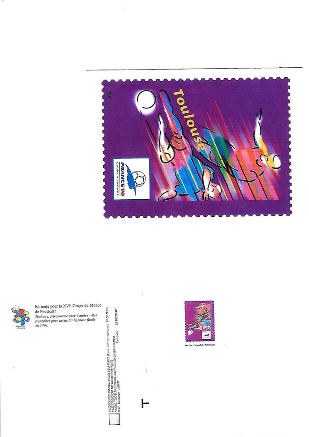 Cartes pr&eacute;-affranchies FOOTBALL - FRANCE 1998 