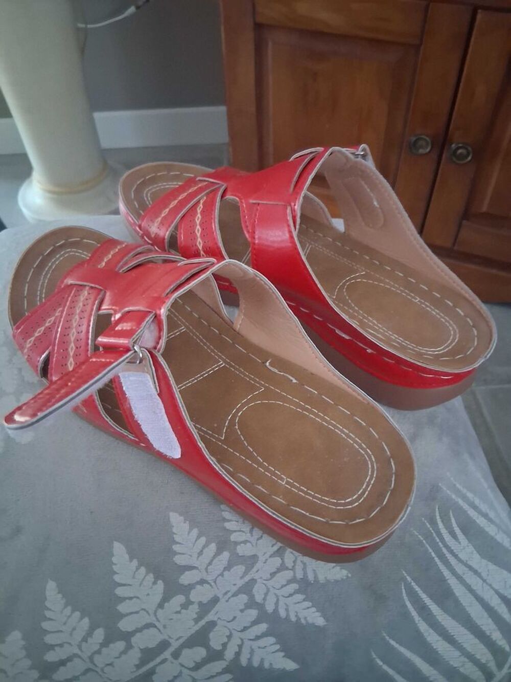 MULES TOUT CUIR ROUGE Chaussures