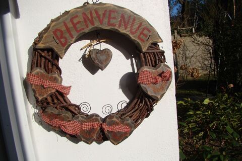 Couronne de bienvenue en bois tress� (d�co montagne) vintage Gargenville (78)
