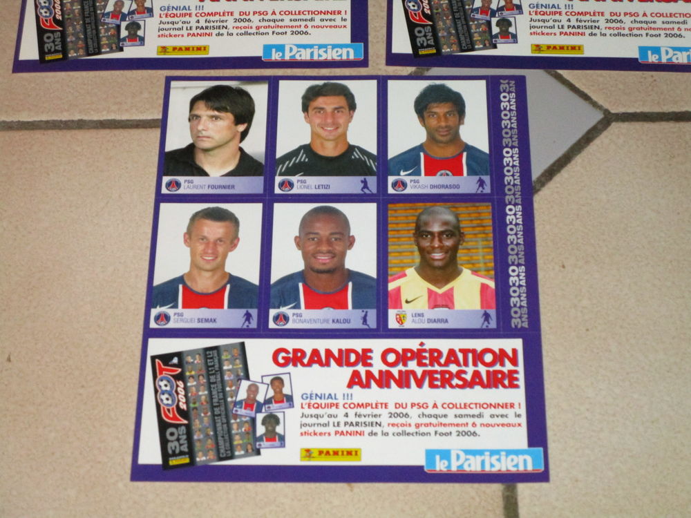  VIGNETTES PANINI PSG AUXERRE FOOT 2006"30ans " LOT F11C 