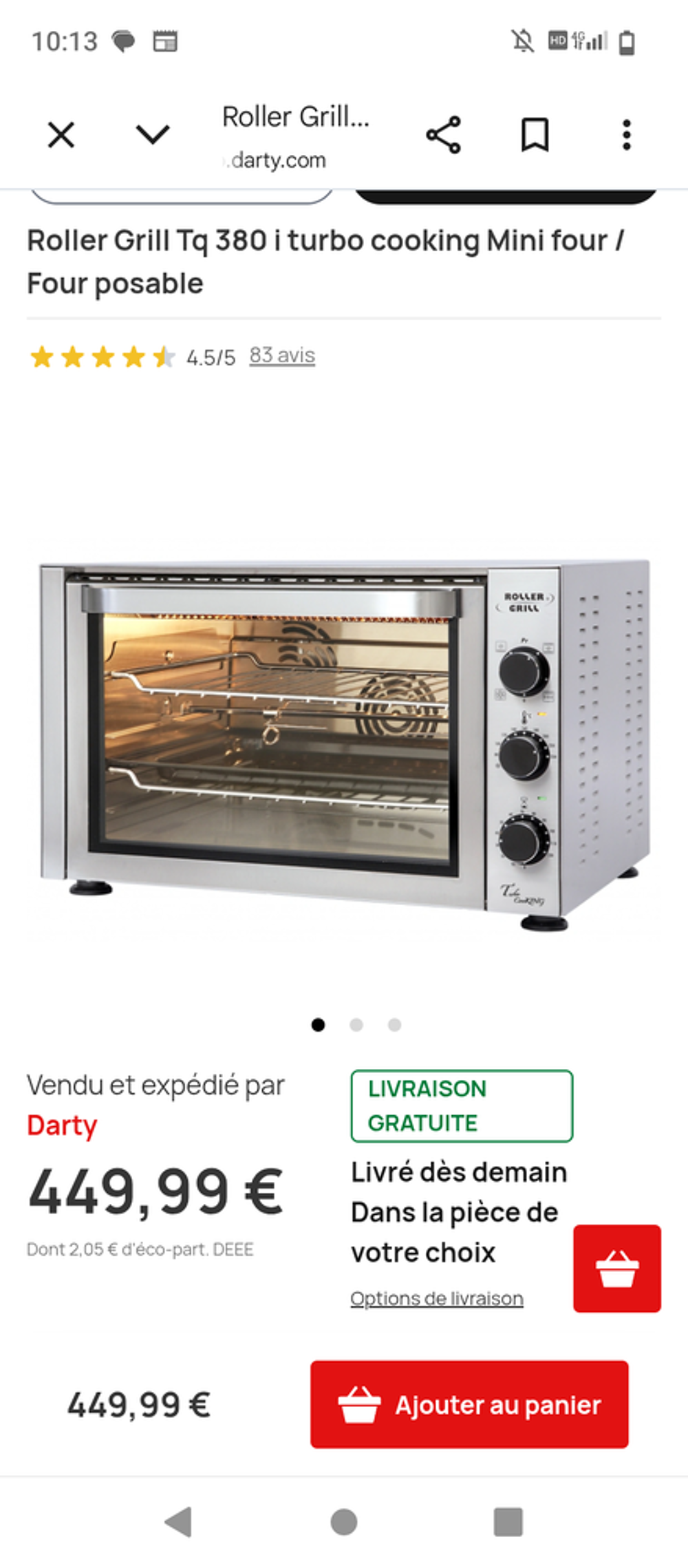 Four roller grill turbo cooking Electroménager