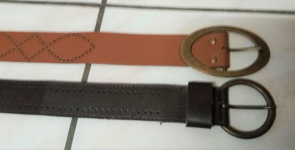 Ceinture femme marron fonc&eacute; - marron camel - boucle m&eacute;tal Maroquinerie