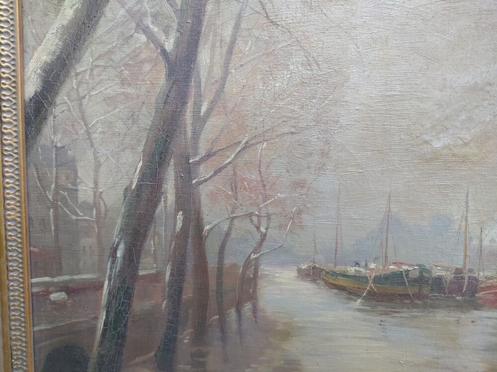 Ancien Tableau Paris Notre Dame Hiver 1910 Sign&eacute; J. Eudes 
