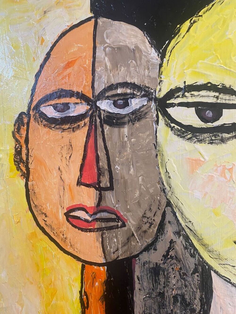 Tableau original Art Brut ? Peinture au couteau 50x50 Décoration
