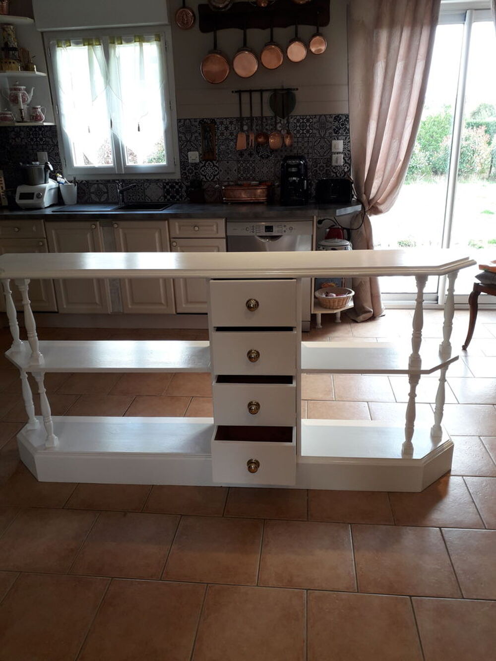 console bois laqu&eacute;e blanc Meubles