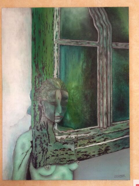 Tableau  l'huile. La femme camlon 620 Roquebrune-Cap-Martin (06)