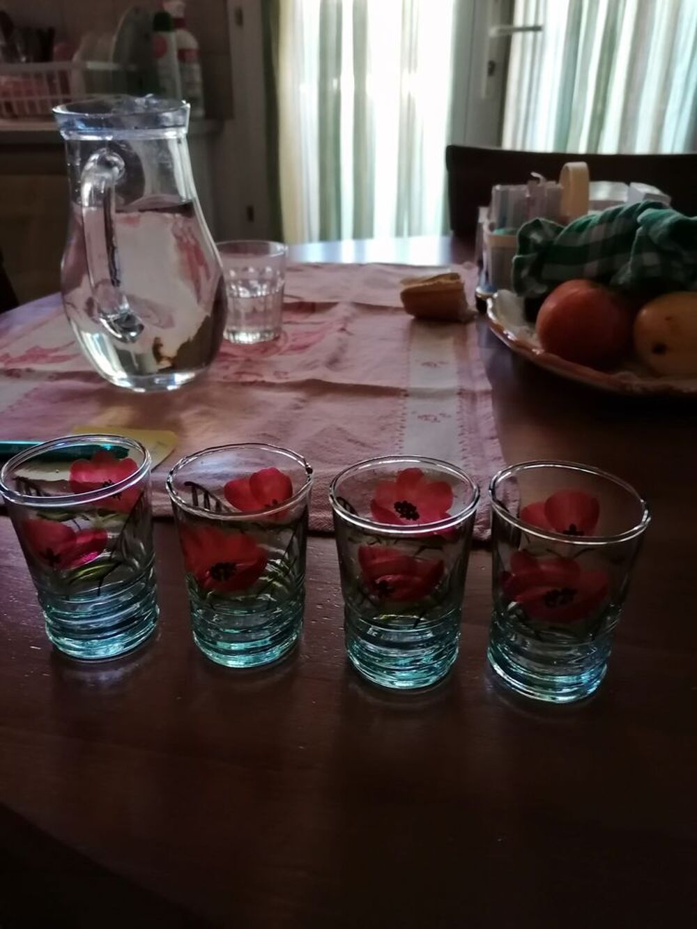 4 verres &agrave; liqueur motif coquelicots Cuisine
