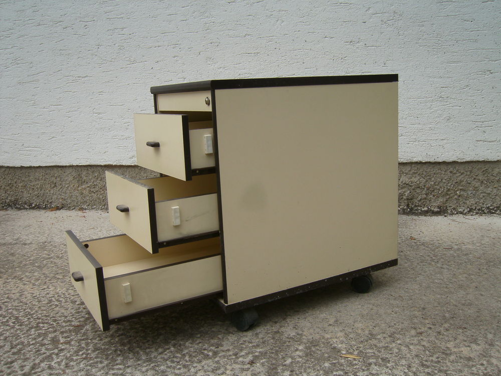 Caisson de bureau en bois sur roues avec 3 tiroirs Meubles