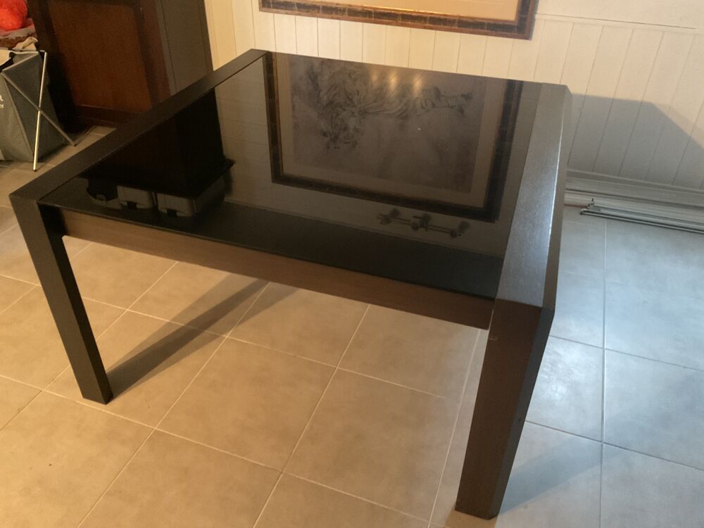 Table bois massif et verre Meubles