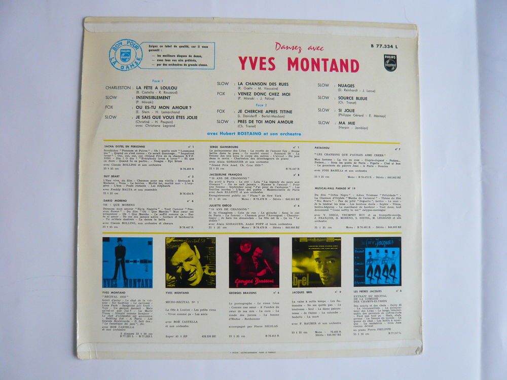 33 tours "Dansez avec Yves Montand" pressage original 1959 CD et vinyles