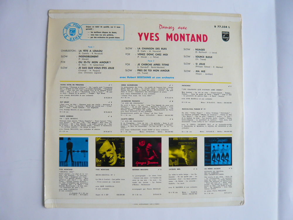 33 tours &quot;Dansez avec Yves Montand&quot; pressage original 1959 CD et vinyles