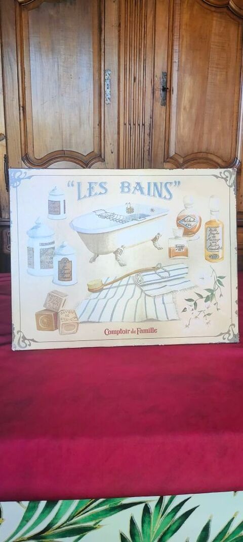 Plaque publicitaire '' les bains '' comptoir de famille 25 Avermes (03)