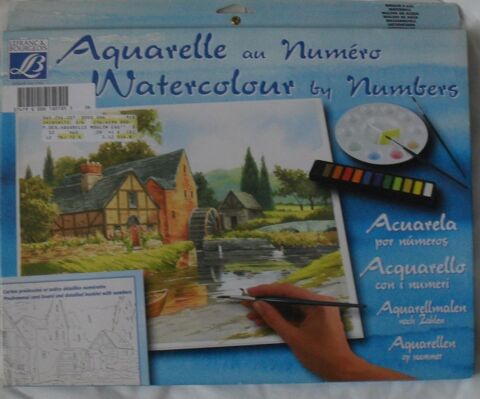 Peinture aquarelle par num�ros sur carton toil� 12 Montreuil (93)