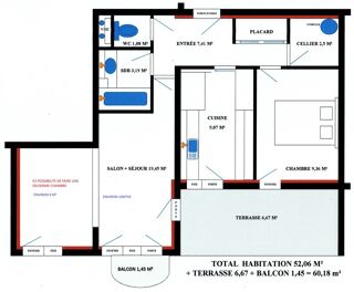  Appartement  vendre 2/3 pices 52 m