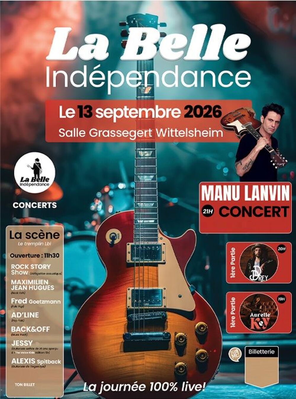Places festival "La Belle Ind&eacute;pendance" MANU LANVIN ce soir Billetterie