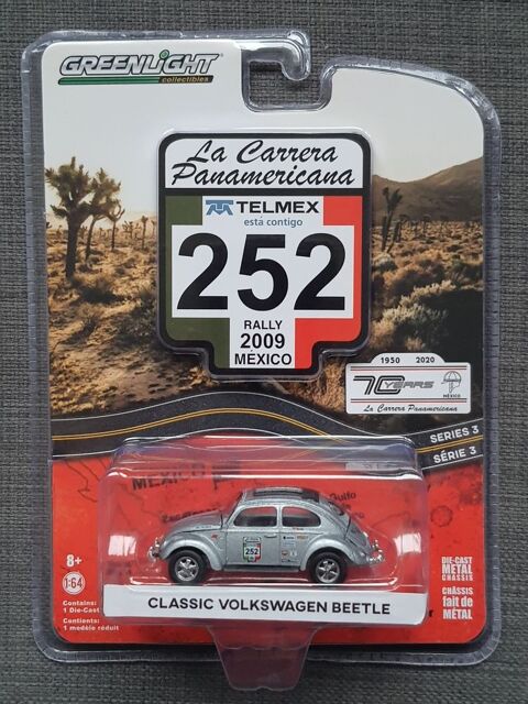 Classic Volkswagen Beetle #252  70 Years La Carrera Panamericana Rally Mexico 2009 . Greenlight Collectibles 1/64 11 Saint-Valrien (89)