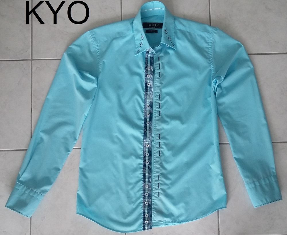 Two Boxs PARIS -Chemise homme manches longues bleu, taille S Vêtements